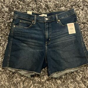 Signature by Levi Strauss Blue Jean Shorts High-Waisted Distressed 16